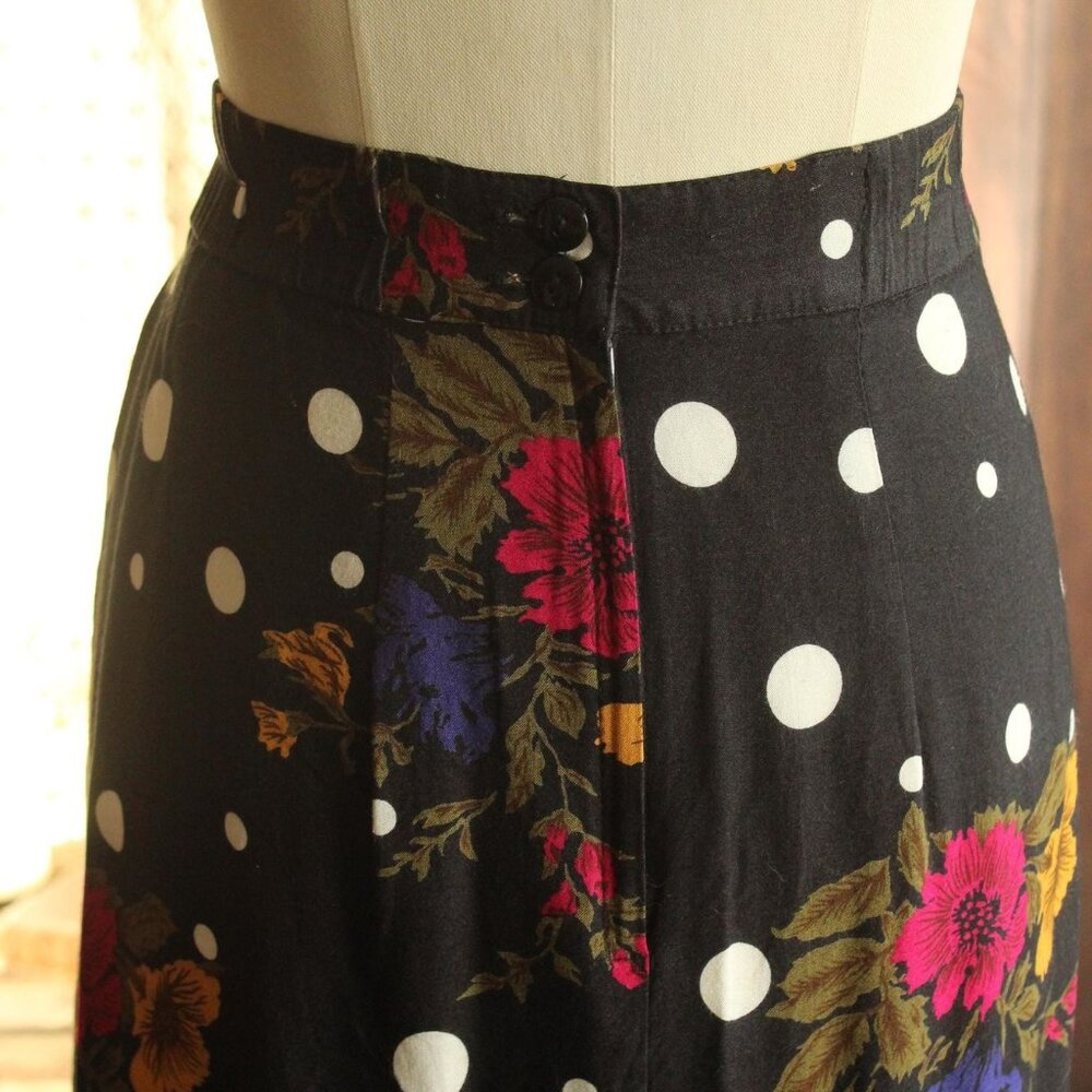 Vintage 1980s 1990s Skirt, Norton McNaughton Petites Polka Dot and Floral - Picture 10 of 12